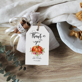 Rustic Pumpkin Herfst Floral Baby shower Bedankt Cadeaulabel
