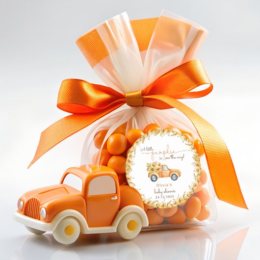 Rustic Pumpkin Herfst Floral Baby shower Ronde Sticker