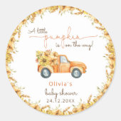 Rustic Pumpkin Herfst Floral Baby shower Ronde Sticker (Voorkant)