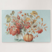 Rustic Pumpkin Herfst Foliage Bouquet Waterverf Legpuzzel (Horizontaal)