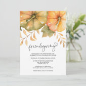 Rustic Pumpkin Herfst Friendsgiving Dinner Kaart (Staand voorkant)