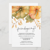 Rustic Pumpkin Herfst Friendsgiving Dinner Kaart (Voorkant / Achterkant)