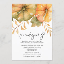 Rustic Pumpkin Herfst Friendsgiving Dinner Kaart