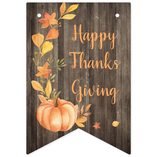 Rustic Pumpkin Herfst Harvest Thanksgiving Vlaggetjes (Eerste vlag)