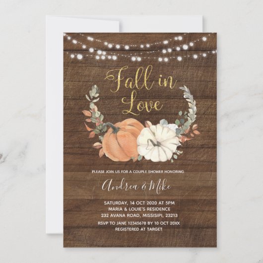 Rustic Pumpkin-Herfst in Love Couple Shower Kaart (Voorkant)