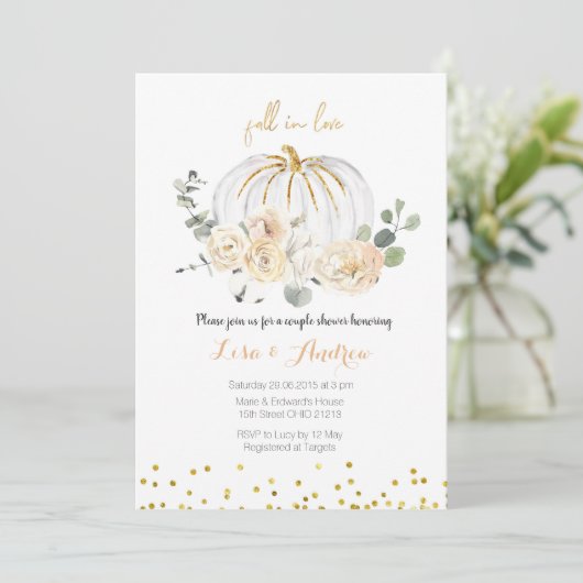 Rustic Pumpkin Herfst in Love Couples Shower Kaart (Staand voorkant)