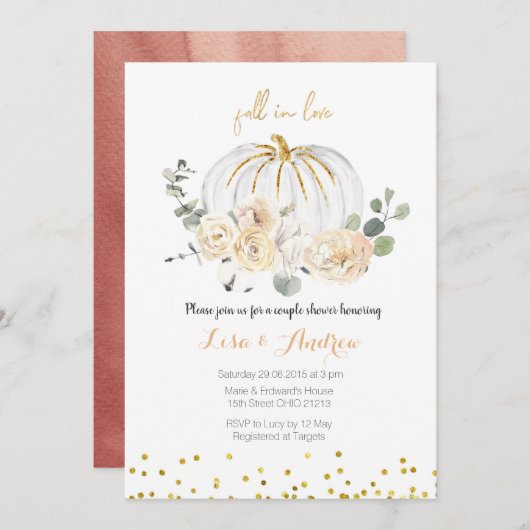 Rustic Pumpkin Herfst in Love Couples Shower Kaart (Voorkant / Achterkant)