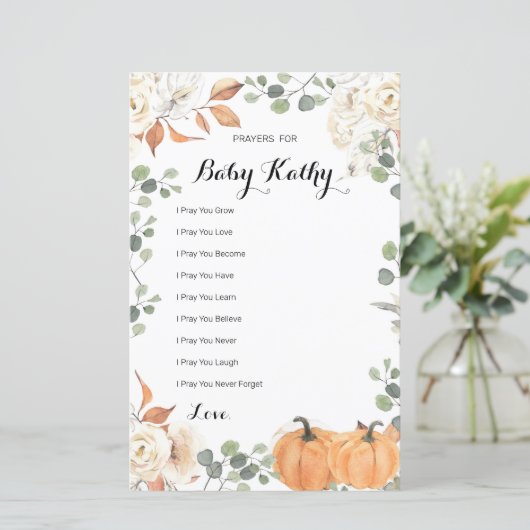 Rustic Pumpkin Herfst in Love Prayers for Baby Sig (Staand voorkant)