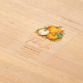 Rustic Pumpkin Herfst in Love Vrijgezellenfeest Acryl Uitnodigingen (Laagn)