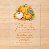 Rustic Pumpkin Herfst in Love Vrijgezellenfeest Acryl Uitnodigingen (Voorkant)