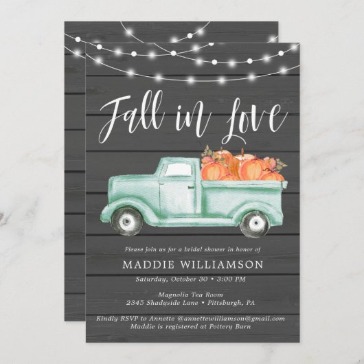 Rustic Pumpkin Herfst in Love Vrijgezellenfeest In Kaart (Voorkant / Achterkant)