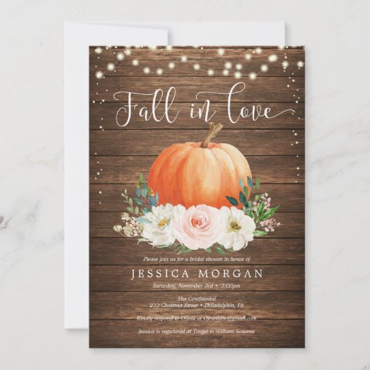Rustic Pumpkin Herfst in Love Vrijgezellenfeest In Kaart (Voorkant)