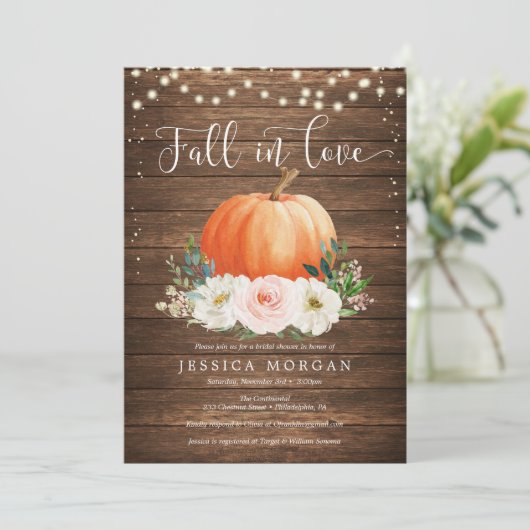 Rustic Pumpkin Herfst in Love Vrijgezellenfeest In Kaart (Staand voorkant)