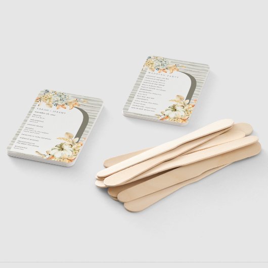 Rustic Pumpkin Leafy Floral Arch Wedding Programme Handwaaier (Niet-gemonteerd)