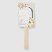 Rustic Pumpkin Leafy Floral Arch Wedding Programme Handwaaier (Achterkant)