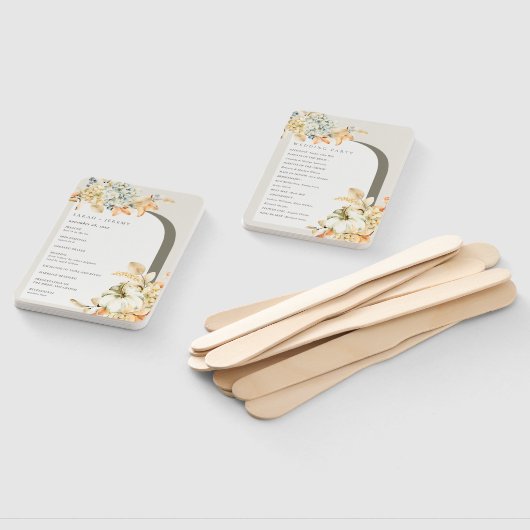 Rustic Pumpkin Leafy Floral Arch Wedding Programme Handwaaier (Niet-gemonteerd)