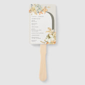 Rustic Pumpkin Leafy Floral Arch Wedding Programme Handwaaier (Voorkant)