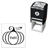 Rustic Pumpkin Lijst 2 Initiaal paar Monogram Zelfinktende Stempel (In situ)