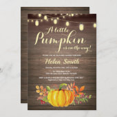 Rustic Pumpkin Mason Jar String Lights Baby shower Kaart (Voorkant / Achterkant)