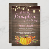 Rustic Pumpkin Mason Jar String Lights Baby shower Kaart (Voorkant / Achterkant)