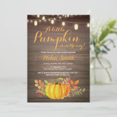 Rustic Pumpkin Mason Jar String Lights Baby shower Kaart (Staand voorkant)