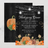 Rustic Pumpkin & Mason Jars Thanksgiving Dinner Kaart (Voorkant / Achterkant)