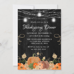 Rustic Pumpkin & Mason Jars Thanksgiving Dinner Kaart