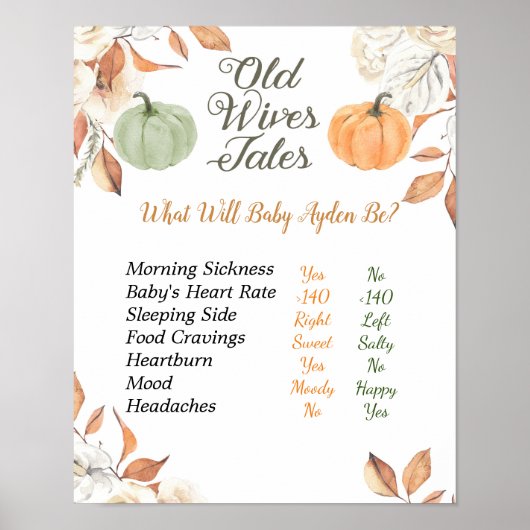 Rustic Pumpkin Old Wives Tales Gender Reopenbaart  Poster (Voorkant)
