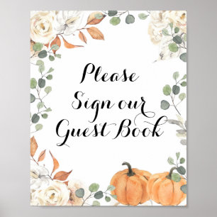 Rustic pumpkin Onderteken alsjeblieft ons gastboek Poster