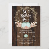 Rustic Pumpkin Pampas Wreath 60th Birthday Party I Kaart (Voorkant)