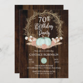 Rustic Pumpkin Pampas Wreath 70th Birthday Party I Kaart (Voorkant / Achterkant)