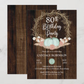 Rustic Pumpkin Pampas Wreath 80th Birthday Party I Kaart (Voorkant / Achterkant)