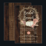 Rustic Pumpkin Pampas Wreath Bridal Brunch Shower Kaart<br><div class="desc">Landkreeften, witte pompoen met een gedroogde pompoen met een drooggewicht tot terracotta roze hydrangea floral met pampas en andere gedroogde grassen met een geadorneerd twijgblad met een ontwerp van "Bridal Brunch" op een achtergrond van donkergekleurd faux hout. Dit superieure ontwerp van een composiet ontwerp van de Holiday Hearts-Design (gereserveerde rechten)....</div>