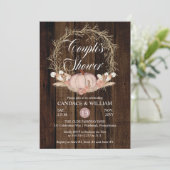 Rustic Pumpkin Pampas Wreath Couple's Shower Kaart (Staand voorkant)