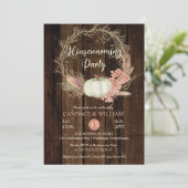 Rustic Pumpkin Pampas Wreath Housewarming Party in Kaart (Staand voorkant)