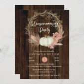 Rustic Pumpkin Pampas Wreath Housewarming Party in Kaart (Voorkant / Achterkant)