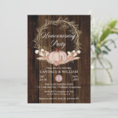 Rustic Pumpkin Pampas Wreath Housewarming Party Kaart (Staand voorkant)