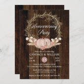 Rustic Pumpkin Pampas Wreath Housewarming Party Kaart (Voorkant / Achterkant)