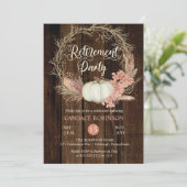 Rustic Pumpkin Pampas Wreath Retirement Party Kaart (Staand voorkant)