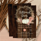 Rustic Pumpkin Pampas Wreath Retirement Party Kaart