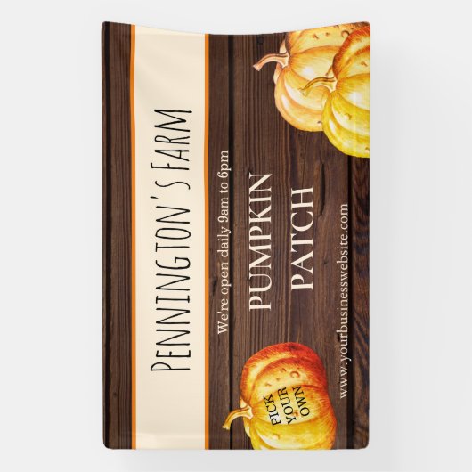 Rustic Pumpkin Patch Boerderij Business Banner (Verticaal)