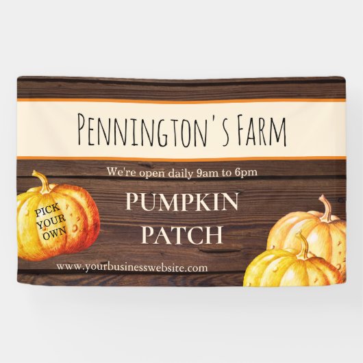 Rustic Pumpkin Patch Boerderij Business Banner (Horizontaal)