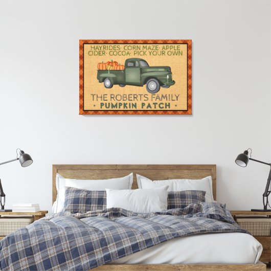 Rustic Pumpkin Patch Boerderij Truck Herfst Pset Canvas Afdruk (Insitu (Slaapkamer))