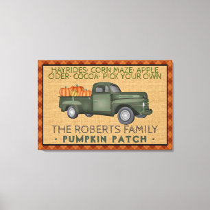 Rustic Pumpkin Patch Boerderij  Truck Herfst Pset Canvas Afdruk