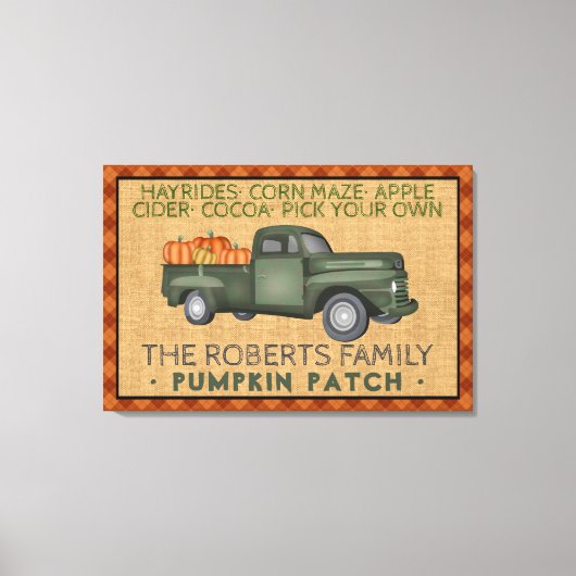 Rustic Pumpkin Patch Boerderij Truck Herfst Pset Canvas Afdruk (Voorkant)