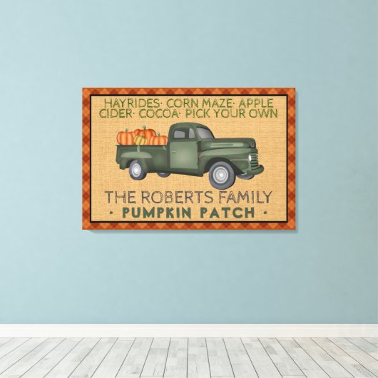 Rustic Pumpkin Patch Boerderij Truck Herfst Pset Canvas Afdruk (Insitu (Houten vloer))