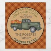 Rustic Pumpkin Patch Boerderij  Truck Herfst Pset Wijn Etiket (Enkel label)