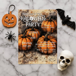 Rustic Pumpkin Patch Halloween Party Kaart