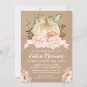 Rustic Pumpkin Peach Floral Herfst Baby shower Kaart (Voorkant)