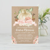 Rustic Pumpkin Peach Floral Herfst Baby shower Kaart (Staand voorkant)